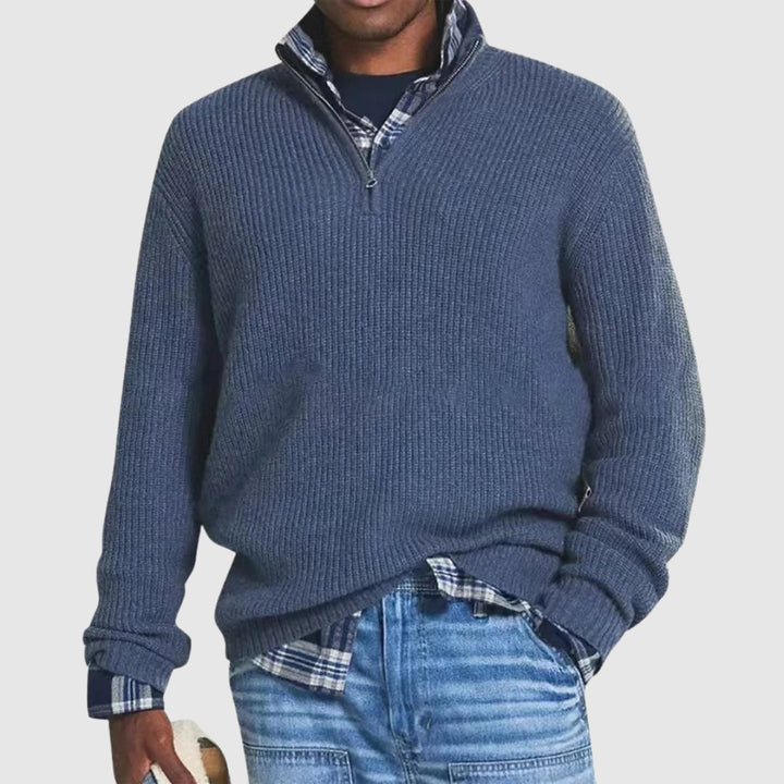 MARTINO | Men's fine jumper with half zip