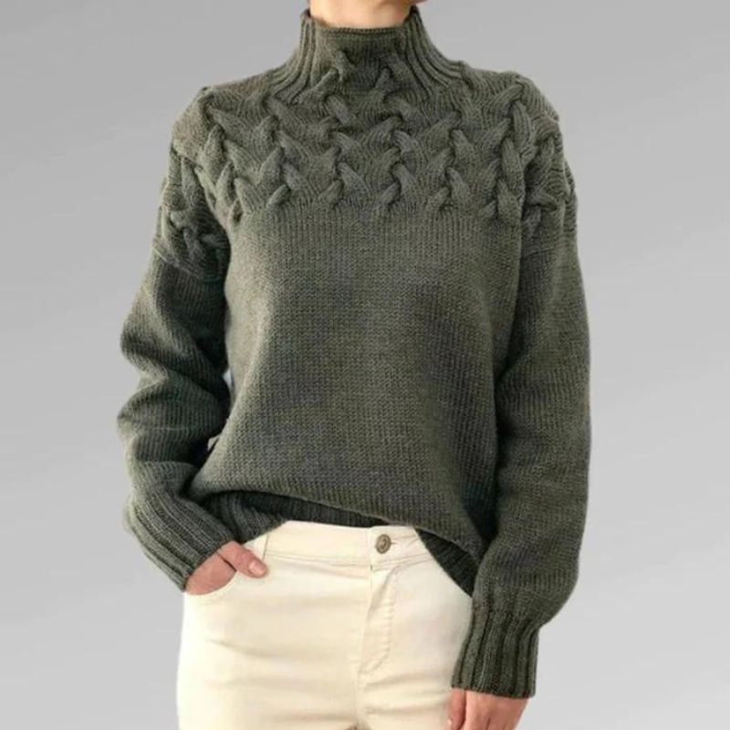 Babette™ | Cosy Knitted Turtleneck Sweater with Chunky Cable Knit