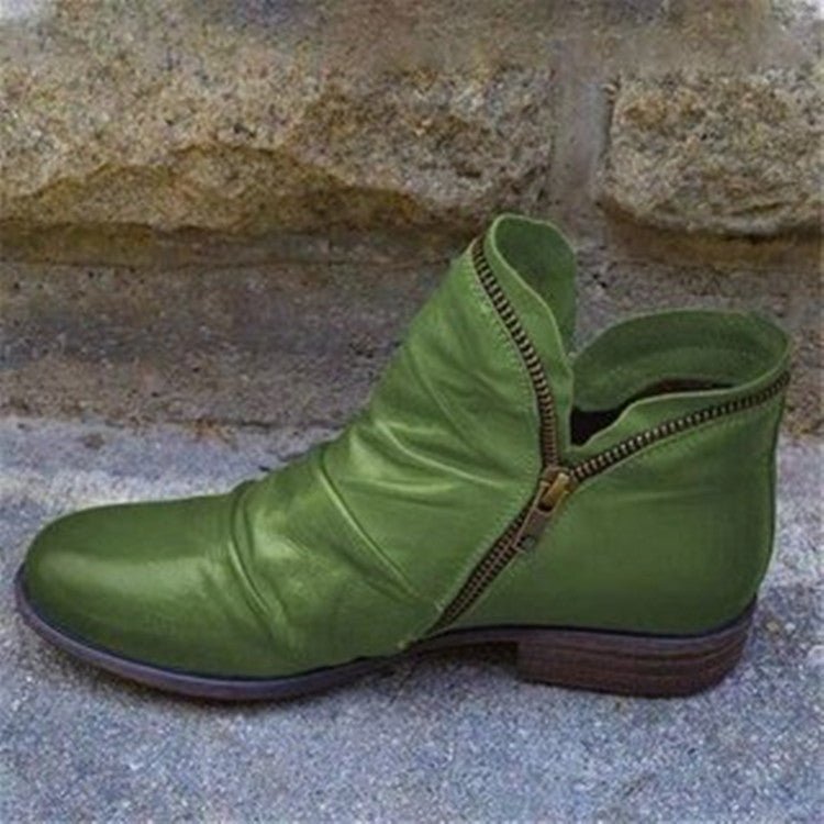 Viannele | Leather Boots with Zip Closure