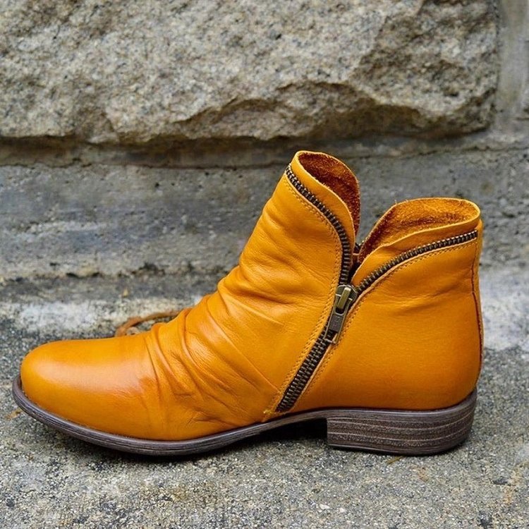 Viannele | Leather Boots with Zip Closure