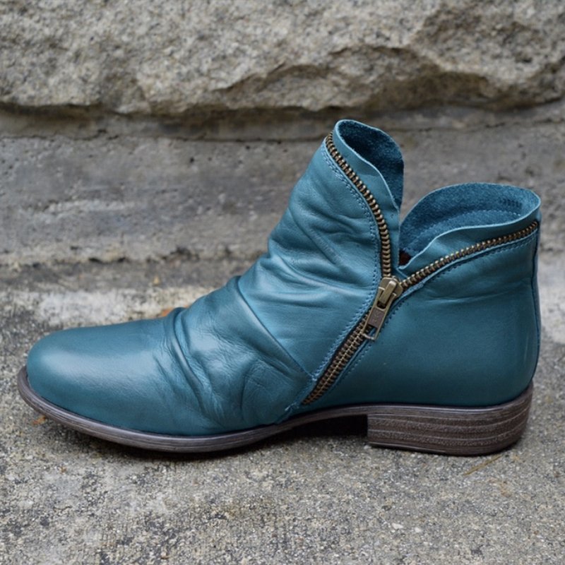 Viannele | Leather Boots with Zip Closure