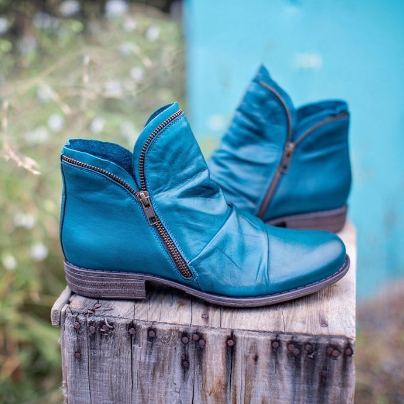 Viannele | Leather Boots with Zip Closure